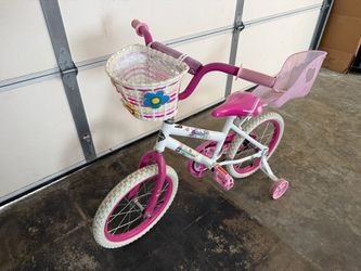 Girls Huffy Bike with Training Wheels and Basket