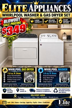 WHIRLPOOL WASHER & GAS DRYER SET