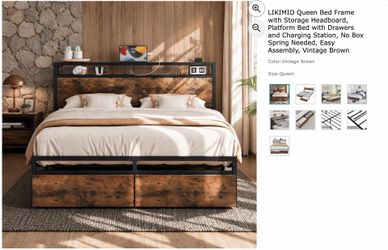 Full size bed frame with storage