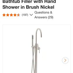 AKDY
1-Handle Freestanding Floor Mount Tub Faucet Bathtub Filler with Hand Shower in Brush Nickel
NEW OPEN BOX ITEM 
NEW OPEN BOX ITEM BOX IS DAMAGED 