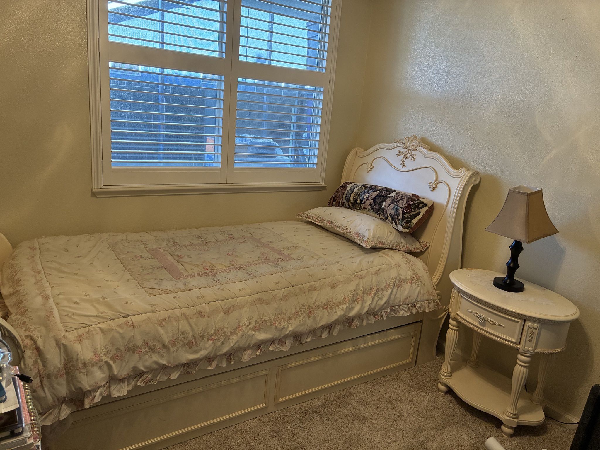 Princess Twin Bed with Trundle And Night Stand Set