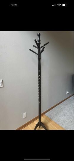 Black Wood Standing Coat Rack