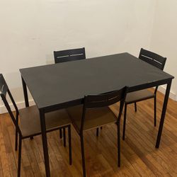 Metal and Wood table with Chairs