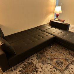 New Black Leather Sectional / Sofa / Bed.  Free Delivery!