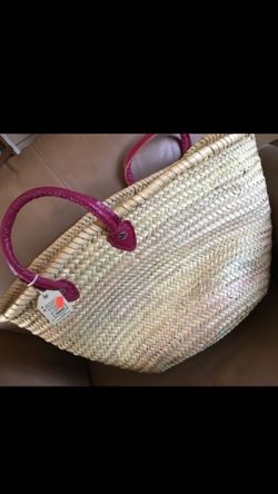 BIG OLD NAVY WICKER PICNIC/ BEACH bag NEW
