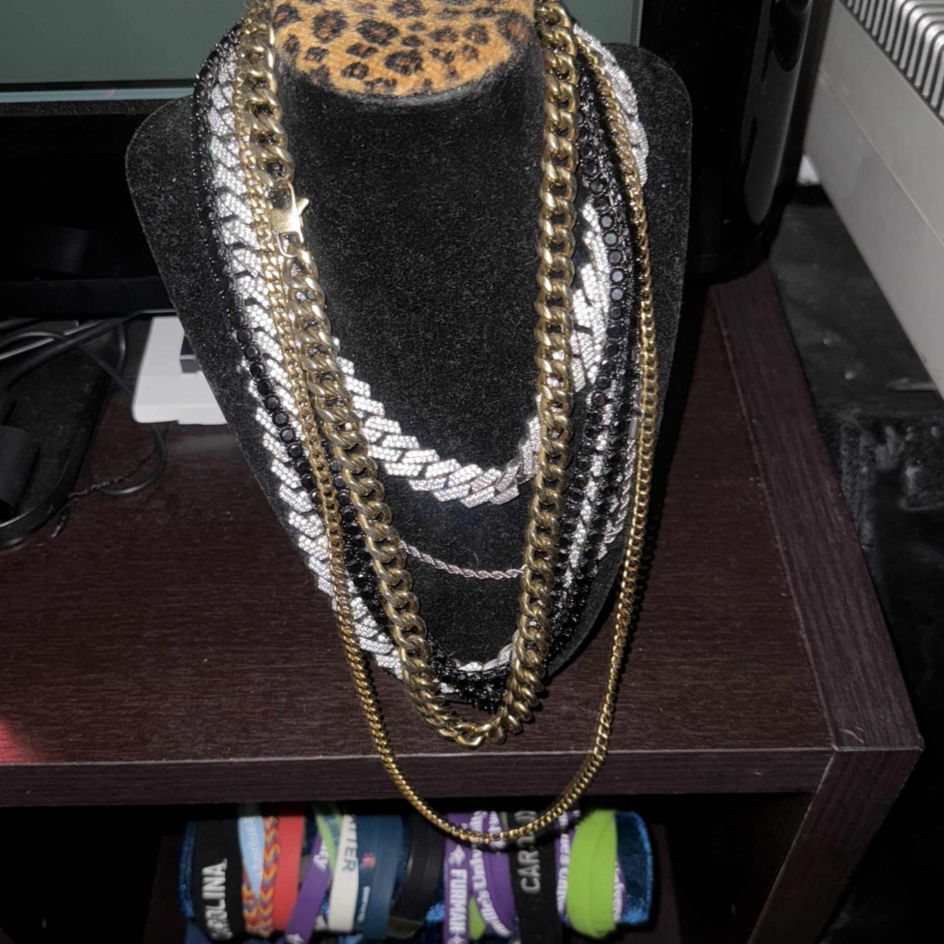 Two Gold Plated Stainless Steel Cuban Link Necklaces
