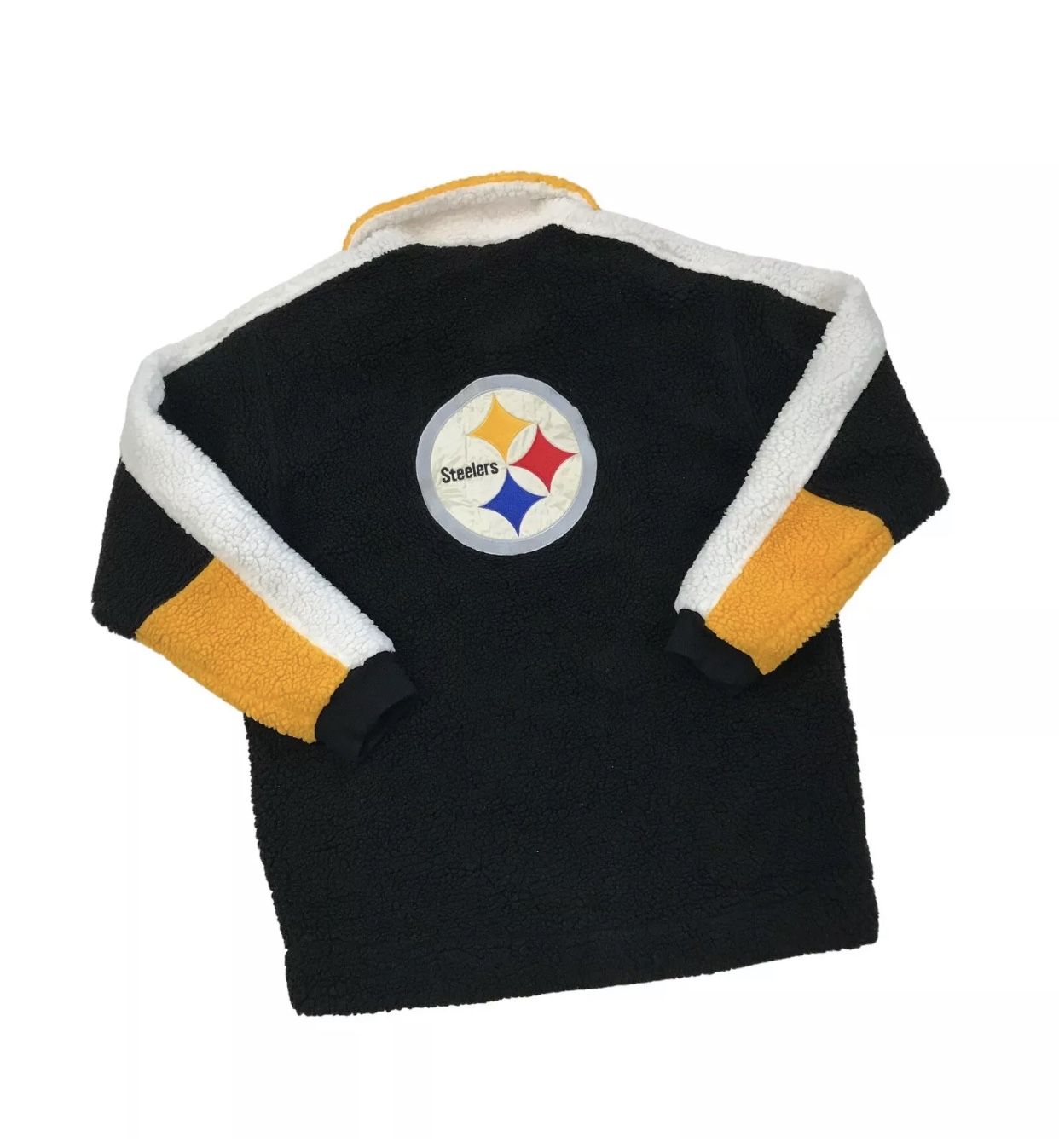 VINTAGE PITTSBURGH STEELERS FLEECE JACKET MEDIUM M MENS SHERPA GAME DAY FULL ZIP