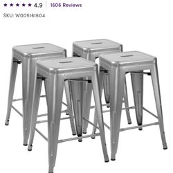 Galvanized metal counter stools (set of 4)