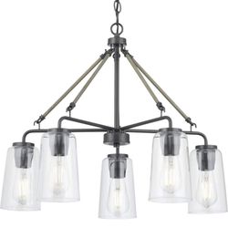 Progress Lighting Cashiers 24 in. 5-Light Graphite Chandelier with Clear Glass Shades $95  Luke’s liquidations warehouse Address:  2434 north Forsyth 