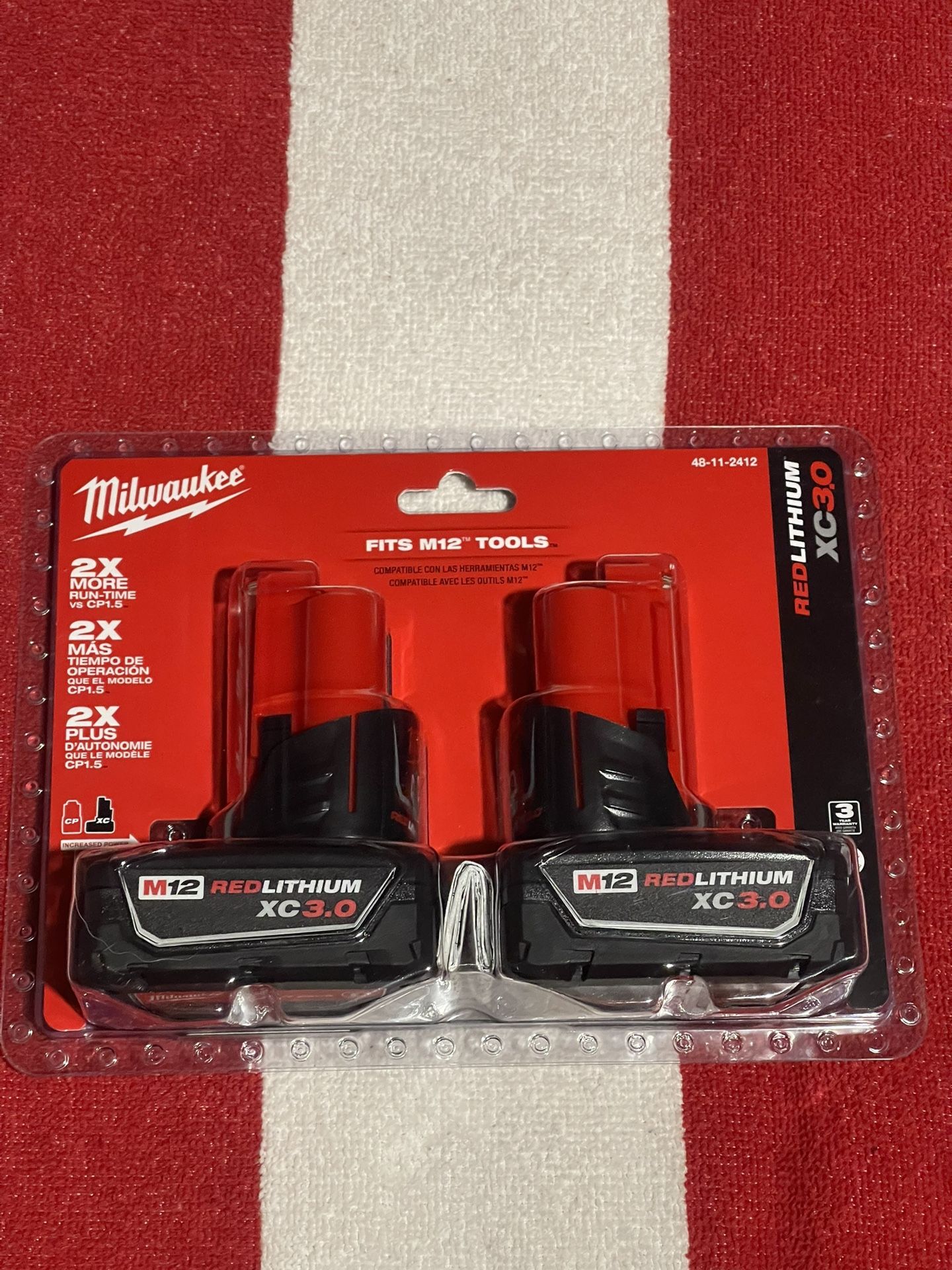 NEW 12V MILWAUKEE 3.0AH BATTERY SET