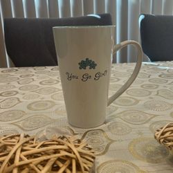 Strawberry Street coffee mug Blue flower “ You Go, Girl “ 28 oz / cup / Valentine 