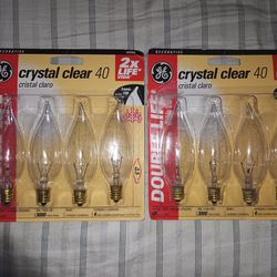 New GE Crystal Clear 40W Double Life Light Bulbs