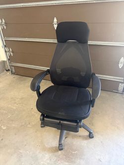 Black High-Back ergonomic Office Chair with Footrest