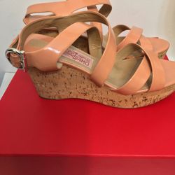 Salvatore Ferragamo Persy Patent Women's Wedge Sandals size 9.5