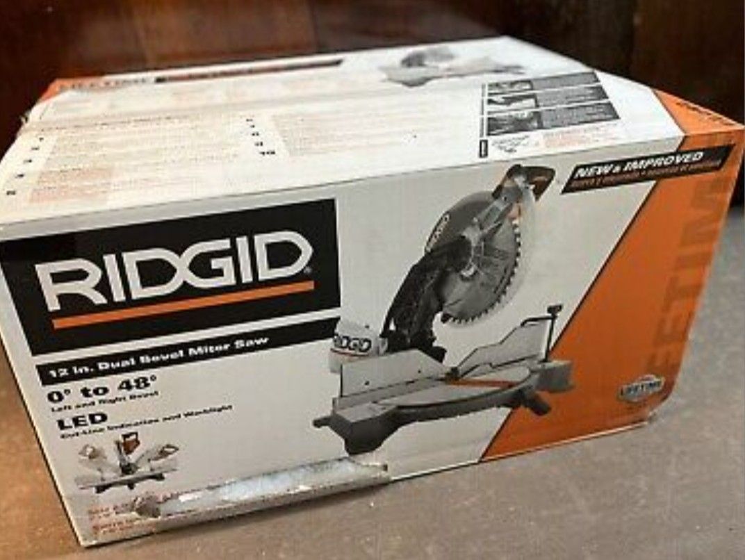 Ridgid 12" Corded Miter Saw with LED Cutline Dual Bevel 15 Amp