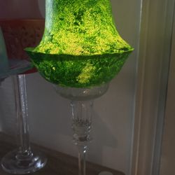 Hand Painted Vintage Glass Tea Light Holder