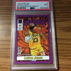 2023 Donruss LeBron James Net Marvels Purple Press Proof PSA 9