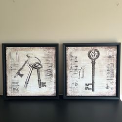 Coaster Co Framed Skeleton Key Art Prints 2 Ct Tools Vintage Style 18.25in 2015