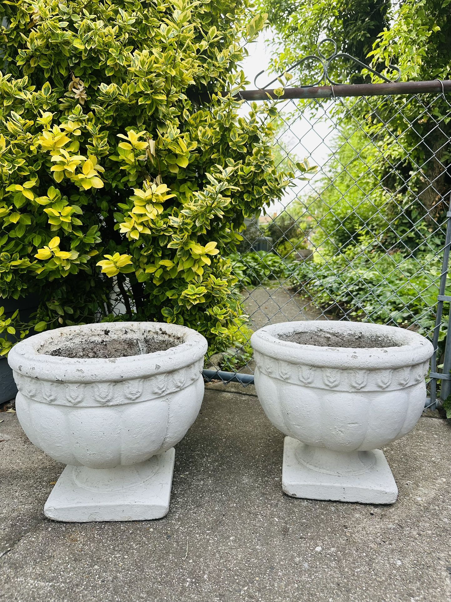 2 Concrete Planters H14.5/W16/D inside 9 $80 For Both