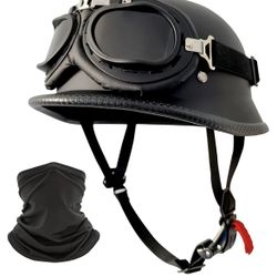 Motorcycle Helmet German Style Half Helmet Skull Cap DOT Approved (XXL) 