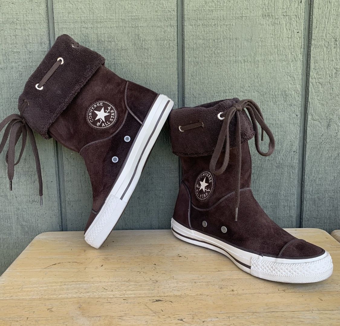 Converse All Star Andover Suede Fold Down High Top Boots Sneaker Brown Size 5