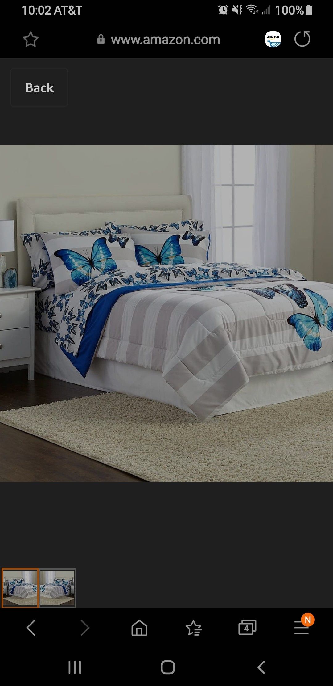 Blue butterfly comforter Full bed size