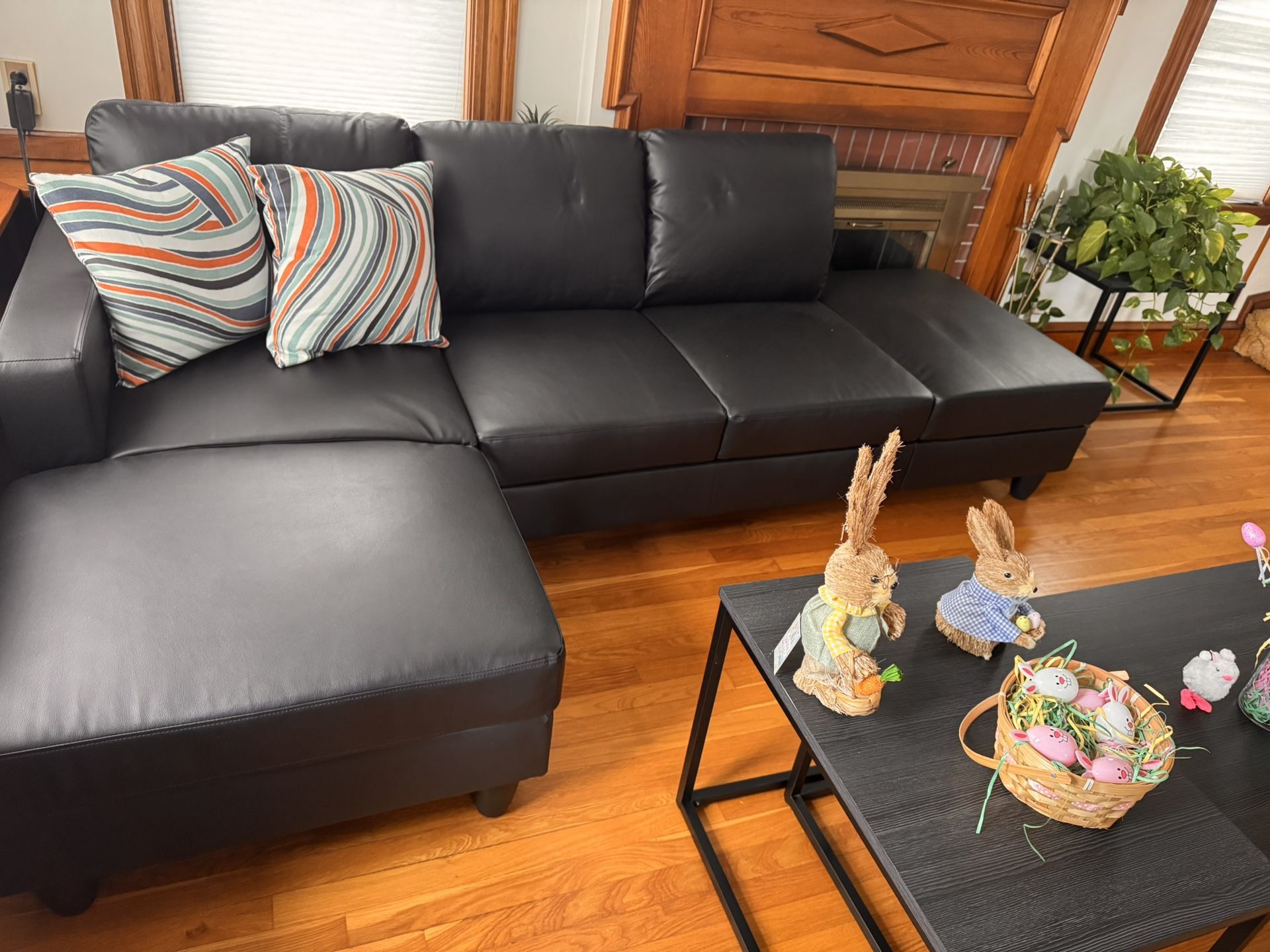 Black Leather Sofa $580