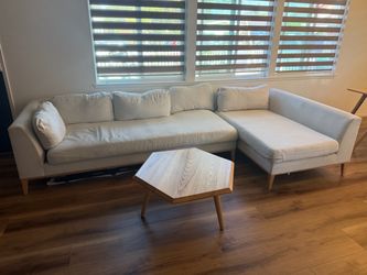 Modern Sectional Sofa + Solid Wood Coffee Table