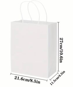 Paper bag 8”x4.5”x10.25” white bag