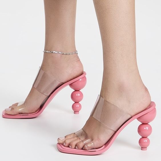 Cult Gaia Vita vinyl stacked heel mules in blossom size IT 38.5 US 8.5