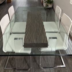 Rectangular Glass Dining Table For 6 With 4 Chairs