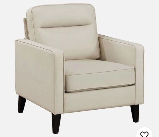 Coaster Jonah Ivory Upholstered Track Arm Accent Club Chair Brown Faux Leather – Stylish, Comfy & Modern