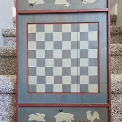 Vintage Hand Painted Folk Art Chessboard