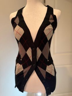 Argyle Knit Button-Front Sweater Vest