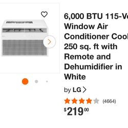  LG 6,000 BTU/hr room air conditioner for small rooms up to 250 sq ft, priced