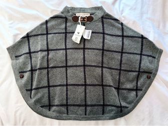 Hope & Henry Kids Plaid Poncho Sweater