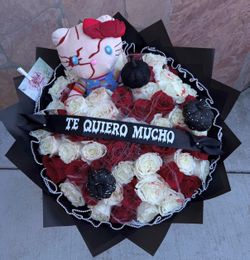Halloween Rose Bouquet with Hello Kitty Plush