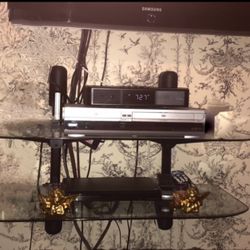 2-Tier Wall Mount With Adjustable Glass Shelves for TV Cable Box, DVD, Remotes