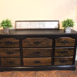 Black  Two-Tone Dresser, 9-Drawers