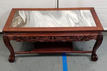 Vintage Carved Rosewood Side Table with Dreamstone chinese