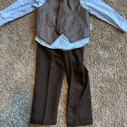Kami Gold Boys Size 4 Suit Dress Shirt/ Vest/ Pants