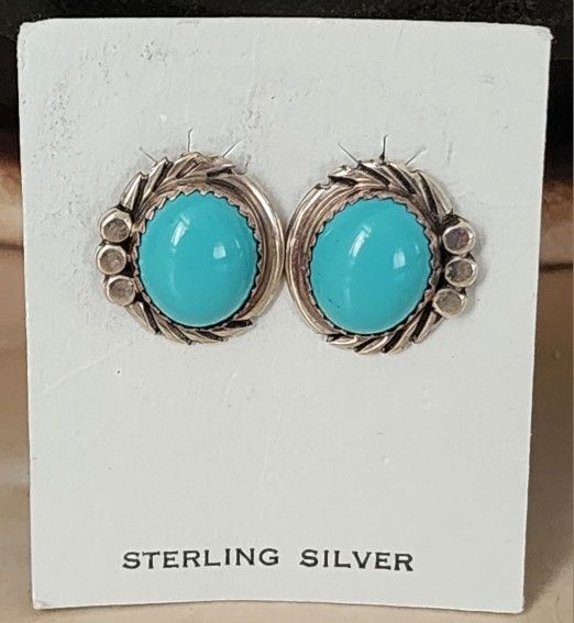 Native American sterling silver turquoise earrings
