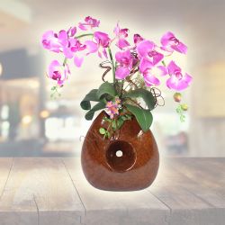 Artificial orchid 18” inches tall, adjustable flexible stem, decorative plant