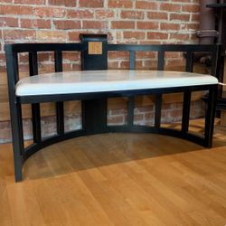 Black Wooden Oriental Small Settee Loveseat Sofa Couch Seat