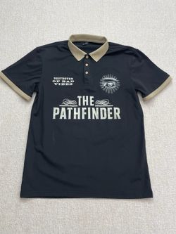Men's Polo Shirt with 'The Pathfinder' Graphic Print Size M