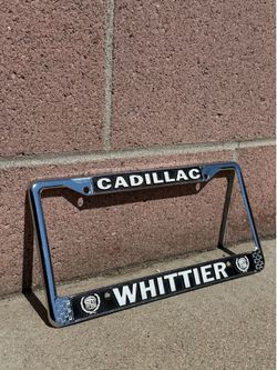 Vintage Whittier Cadillac Dealership Metal License Plate Frame