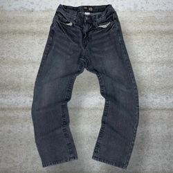 Vintage Y2K No Boundaries Skater Jeans 29x30 Baggy Wide Leg Dark Grey Wash Denim