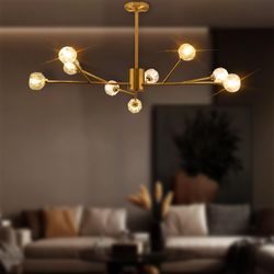 25.6" Modern Gold / Brass "Sputnik" Chandelier  / Pendant Light w/ 9-Lights (G9) 