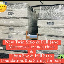 New Twin & Full 12 Inch Thick Mattresses For Sale!