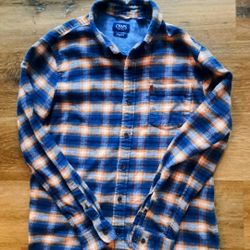 VTG CHAPS Mens Size M Blue/Orange Striped Long Sleeve Button Down Pre•Owned